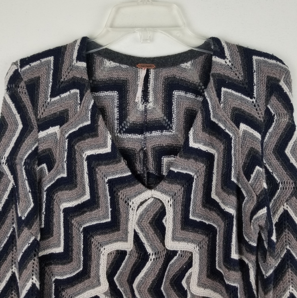 Free People Chevron Wool Blend Bell Sleeve Dress - Picture 3 of 8